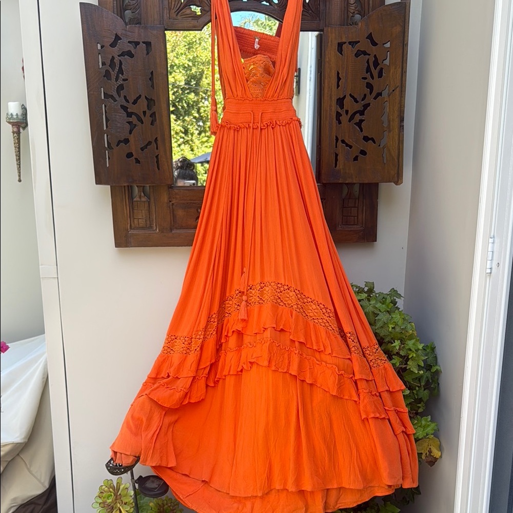 Elegant Orange Maxi Dress